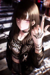 Preview wallpaper girl, tattoo, rocker, art, anime