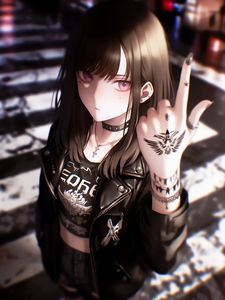 Preview wallpaper girl, tattoo, rocker, art, anime