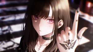 Preview wallpaper girl, tattoo, rocker, art, anime