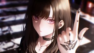 Preview wallpaper girl, tattoo, rocker, art, anime