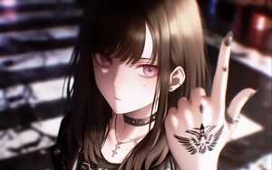 Preview wallpaper girl, tattoo, rocker, art, anime