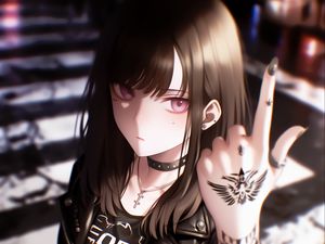 Preview wallpaper girl, tattoo, rocker, art, anime