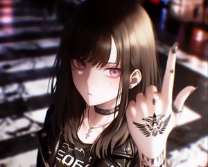 Preview wallpaper girl, tattoo, rocker, art, anime