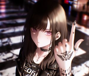 Preview wallpaper girl, tattoo, rocker, art, anime