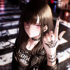 Preview wallpaper girl, tattoo, rocker, art, anime