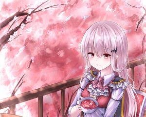 Preview wallpaper girl, tea, cup, anime, art