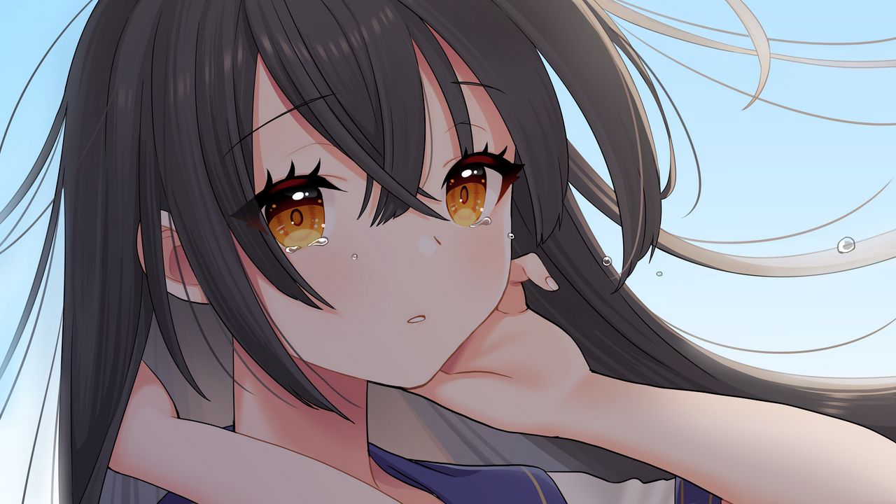 Wallpaper girl, tears, anime, sad