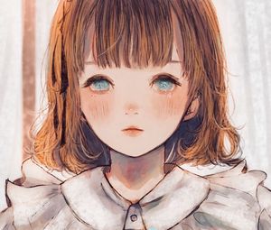 Preview wallpaper girl, tears, dress, flowers, anime, art