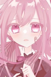 Preview wallpaper girl, tears, glance, anime, art, pink