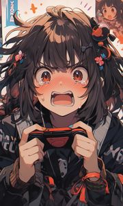 Preview wallpaper girl, tears, joystick, gamer, anime