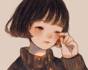 Preview wallpaper girl, tears, sad, stars, anime, art
