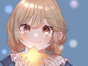 Preview wallpaper girl, tears, sad, star, anime, art