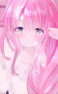 Preview wallpaper girl, tears, sad, anime, art, pink