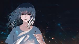 Preview wallpaper girl, tears, sad, sparks, anime, art