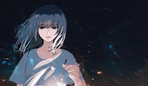 Preview wallpaper girl, tears, sad, sparks, anime, art