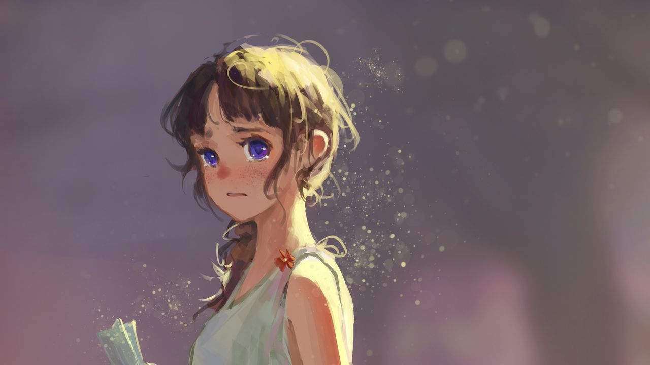 Wallpaper girl, tears, sad, anime