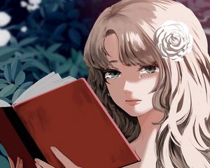 Preview wallpaper girl, tears, sad, book, anime, art