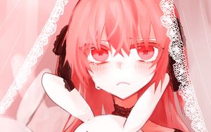 Preview wallpaper girl, tears, sad, hare, toy, anime