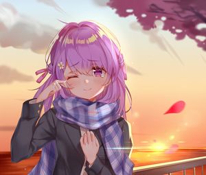 Preview wallpaper girl, tears, smile, anime, happy, art