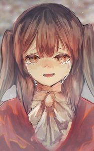 Preview wallpaper girl, tears, smile, anime