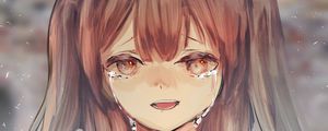 Preview wallpaper girl, tears, smile, anime