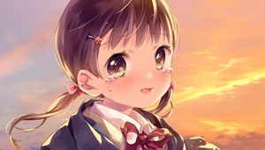 Preview wallpaper girl, tears, smile, anime, art