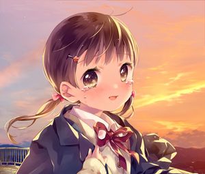 Preview wallpaper girl, tears, smile, anime, art