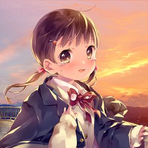 Preview wallpaper girl, tears, smile, anime, art