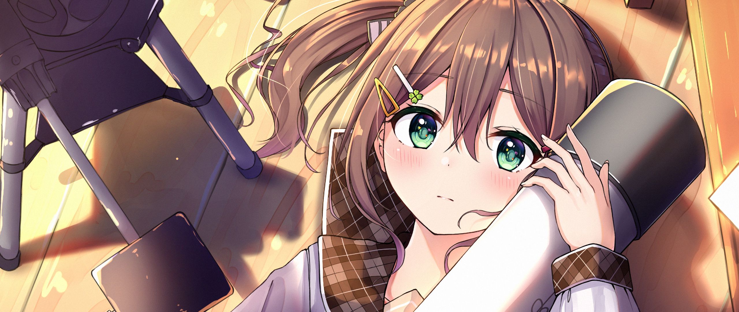 Download wallpaper 2560x1080 girl, telescope, anime, art dual wide