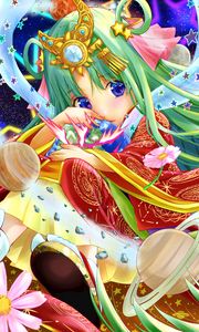 Preview wallpaper girl, tiara, stars, anime