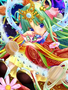 Preview wallpaper girl, tiara, stars, anime