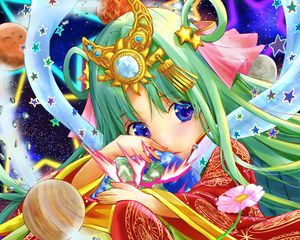 Preview wallpaper girl, tiara, stars, anime