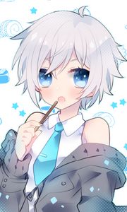 Preview wallpaper girl, tie, anime, art, blue