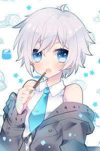 Preview wallpaper girl, tie, anime, art, blue