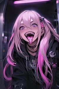 Preview wallpaper girl, tongue out, piercing, art, anime