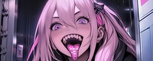 Preview wallpaper girl, tongue out, piercing, art, anime