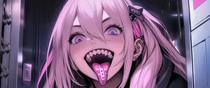 Preview wallpaper girl, tongue out, piercing, art, anime