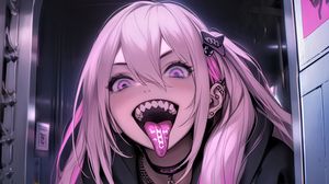 Preview wallpaper girl, tongue out, piercing, art, anime