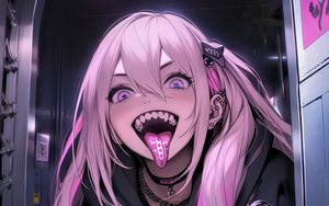 Preview wallpaper girl, tongue out, piercing, art, anime