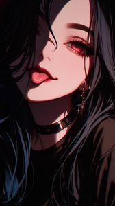 Preview wallpaper girl, tongue out, piercing, anime, art