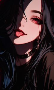 Preview wallpaper girl, tongue out, piercing, anime, art