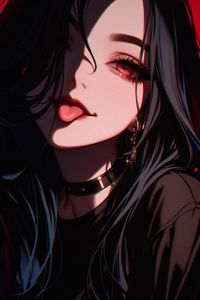 Preview wallpaper girl, tongue out, piercing, anime, art