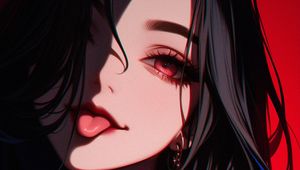 Preview wallpaper girl, tongue out, piercing, anime, art