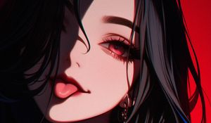 Preview wallpaper girl, tongue out, piercing, anime, art