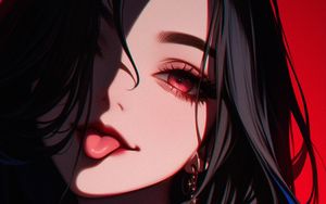 Preview wallpaper girl, tongue out, piercing, anime, art