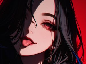 Preview wallpaper girl, tongue out, piercing, anime, art