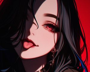 Preview wallpaper girl, tongue out, piercing, anime, art