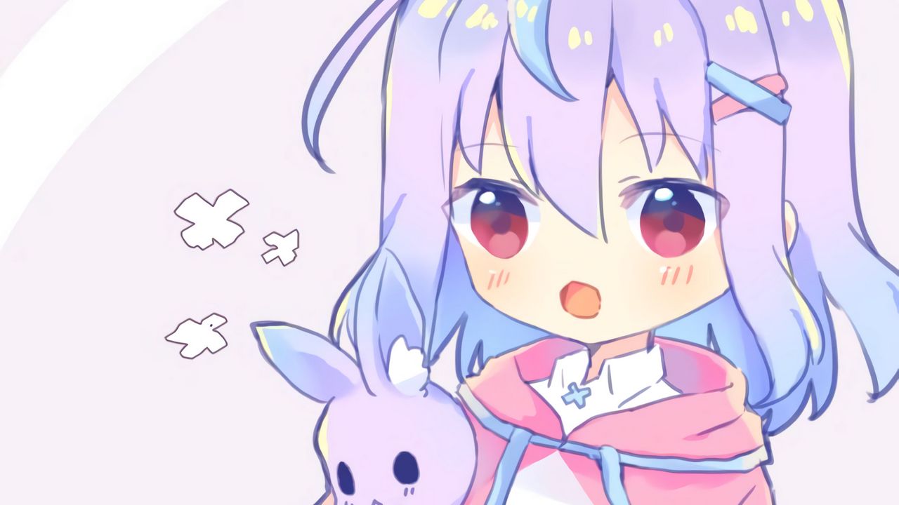 Wallpaper girl, toy, anime, art, purple