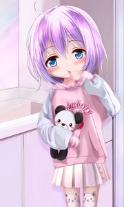Preview wallpaper girl, toy, bathroom, anime, art