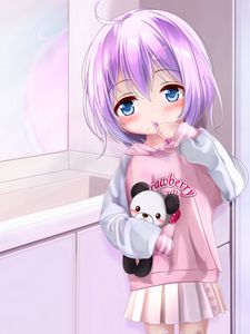 Preview wallpaper girl, toy, bathroom, anime, art